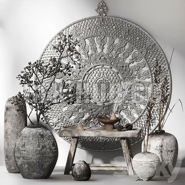 FURNITURE 3D MODELS – Decorative Set 015 with Macrame Panno