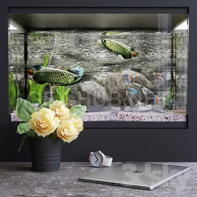 FURNITURE 3D MODELS – Decorative set with aquarium