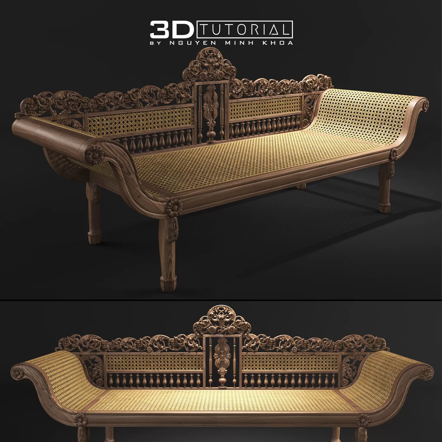 FURNITURE 3D MODELS – Indochine Bench 2 modelbyNguyenMinhKhoa