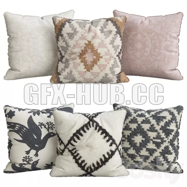 FURNITURE 3D MODELS – Pillows for Sofa 6 Pieces No 72