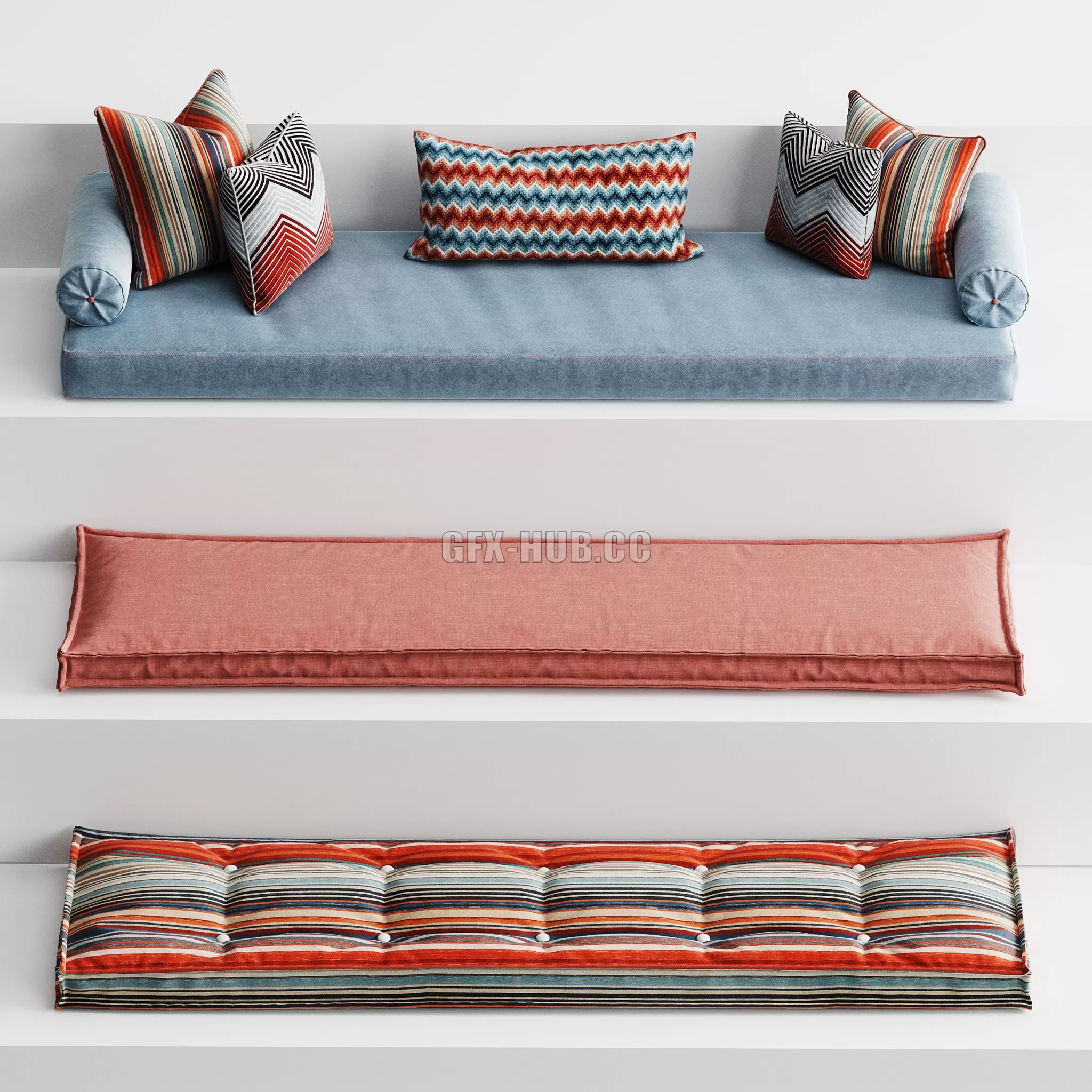 FURNITURE 3D MODELS – Set of Mattresses for Windowsill