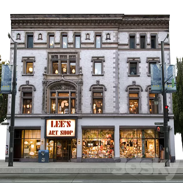 Architecture – 3D Models – Facade for the background Vol 6 Shop and street (max)
