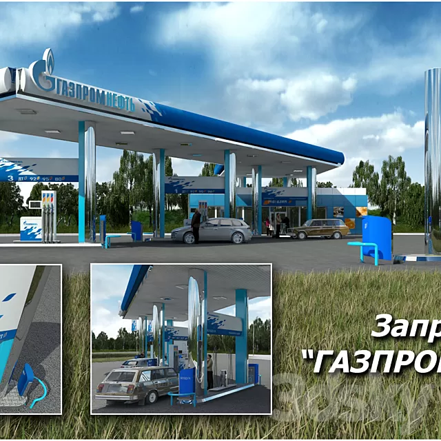 Architecture – 3D Models – Petrol Station GAZPROMNEFT