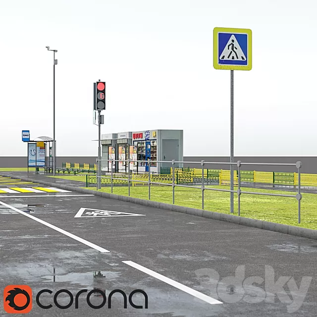 Architecture – 3D Models – Set of road elements