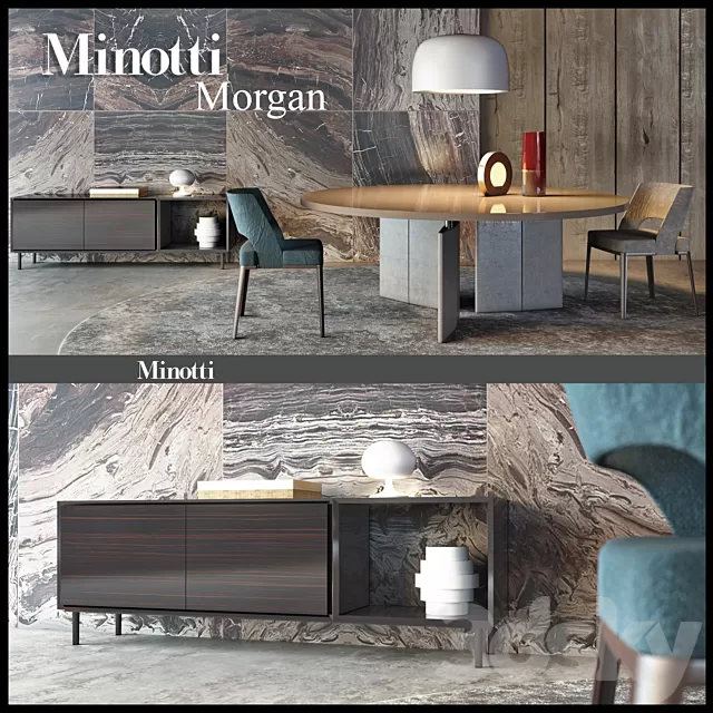 Furniture – Table and Chairs (Set) – 3D Models – 0007