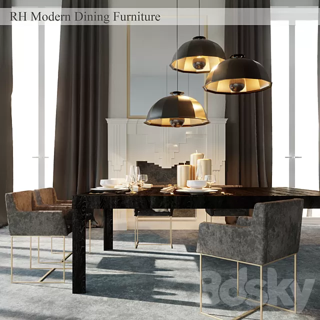 Furniture – Table and Chairs (Set) – 3D Models – 0009