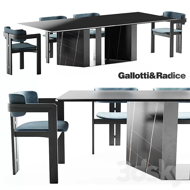 Furniture – Table and Chairs (Set) – 3D Models – 0015
