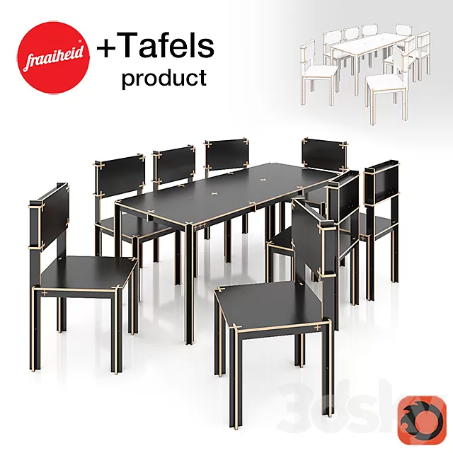 Furniture – Table and Chairs (Set) – 3D Models – 0024