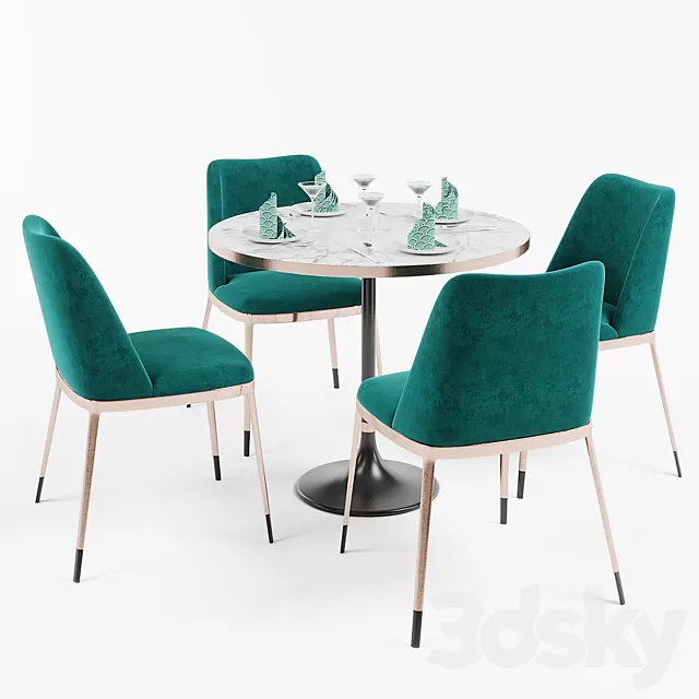 Furniture – Table and Chairs (Set) – 3D Models – 0049