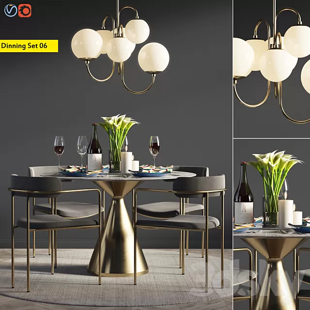 Furniture – Table and Chairs (Set) – 3D Models – 0054