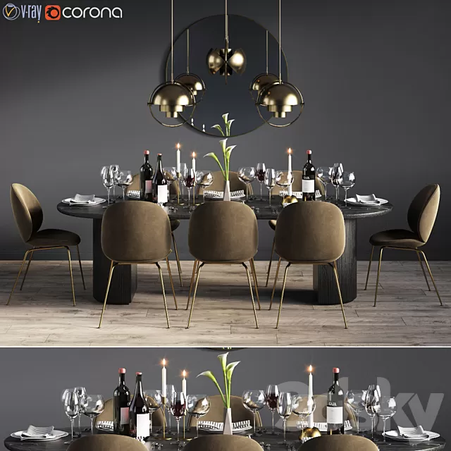 Furniture – Table and Chairs (Set) – 3D Models – 0057