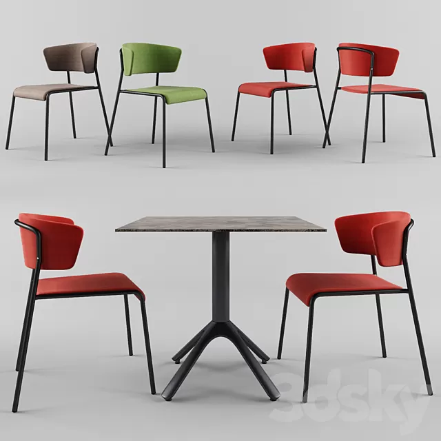 Furniture – Table and Chairs (Set) – 3D Models – 0059