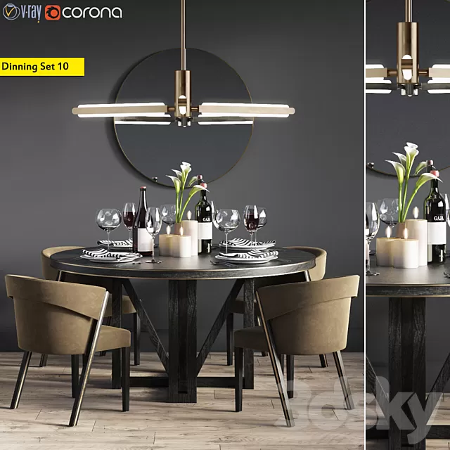 Furniture – Table and Chairs (Set) – 3D Models – 0060