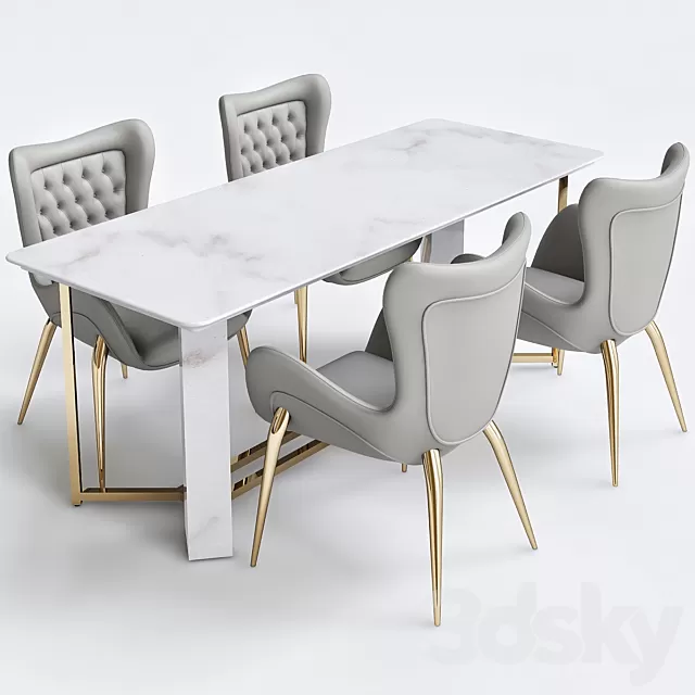 Furniture – Table and Chairs (Set) – 3D Models – 0072