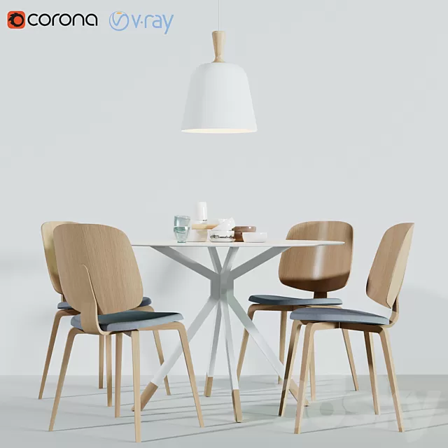 Furniture – Table and Chairs (Set) – 3D Models – 0095