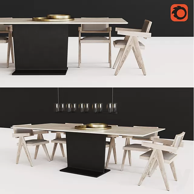 Furniture – Table and Chairs (Set) – 3D Models – 0112