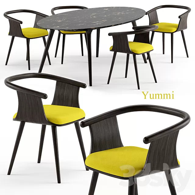 Furniture – Table and Chairs (Set) – 3D Models – 0127