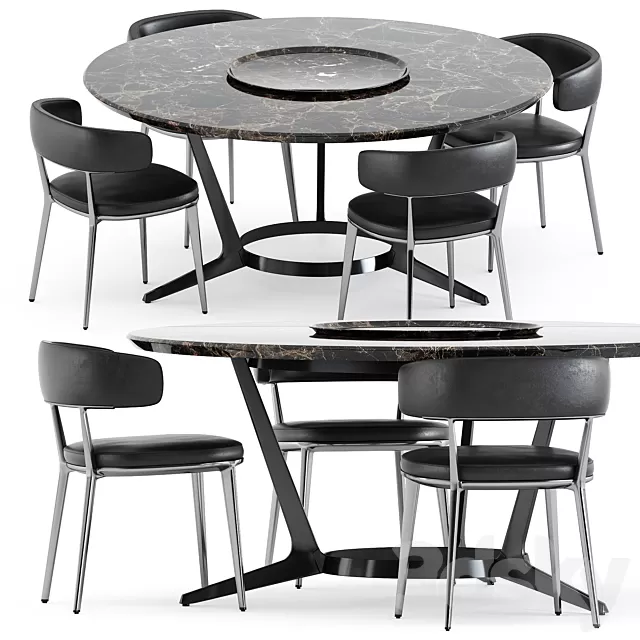 Furniture – Table and Chairs (Set) – 3D Models – 0134