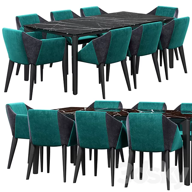 Furniture – Table and Chairs (Set) – 3D Models – 0140