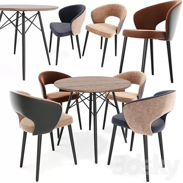 Furniture – Table and Chairs (Set) – 3D Models – 0151
