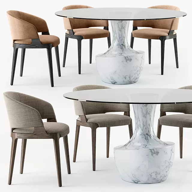Furniture – Table and Chairs (Set) – 3D Models – 0156