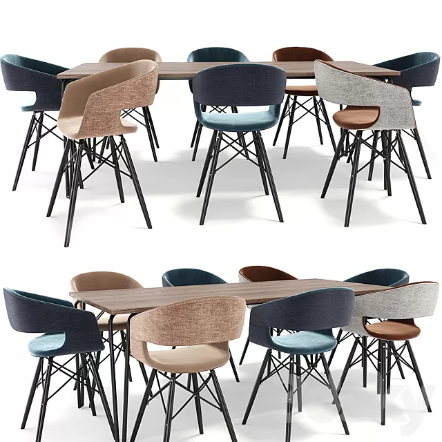 Furniture – Table and Chairs (Set) – 3D Models – 0164