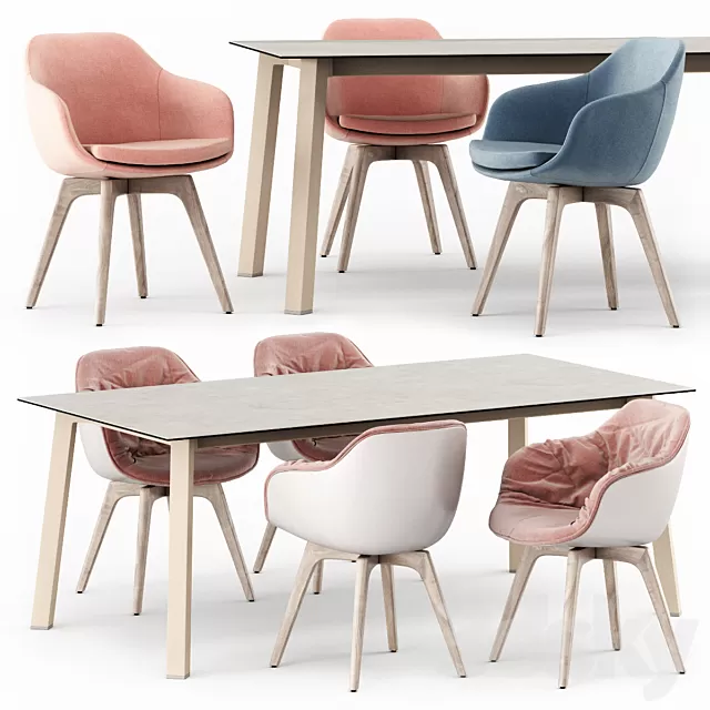 Furniture – Table and Chairs (Set) – 3D Models – 0166