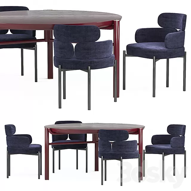 Furniture – Table and Chairs (Set) – 3D Models – 0170