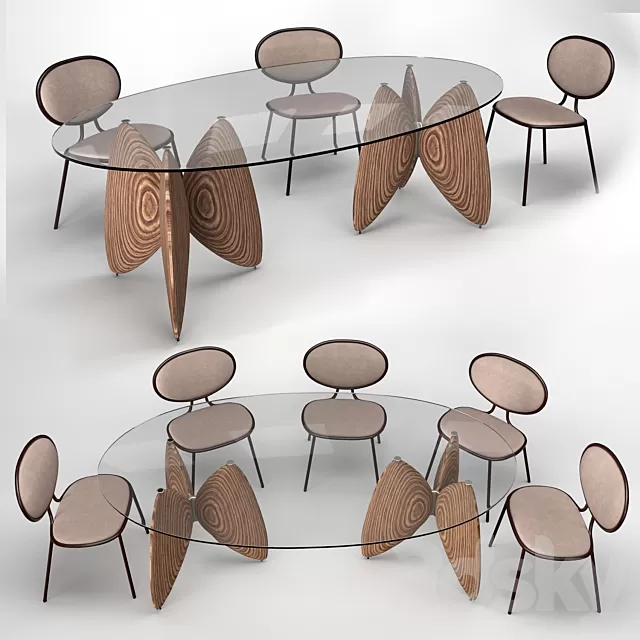 Furniture – Table and Chairs (Set) – 3D Models – 0171