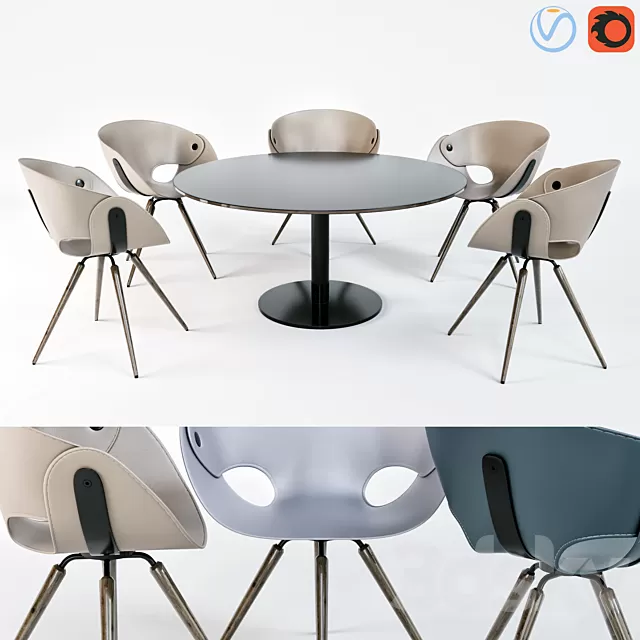 Furniture – Table and Chairs (Set) – 3D Models – 0184