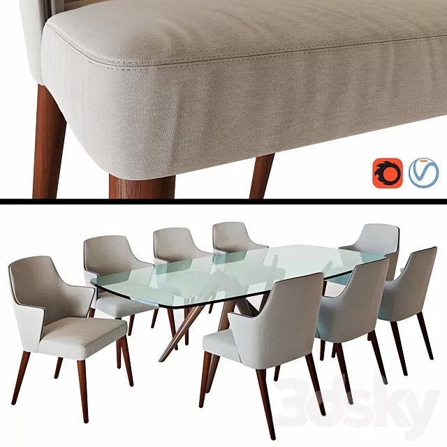 Furniture – Table and Chairs (Set) – 3D Models – 0204