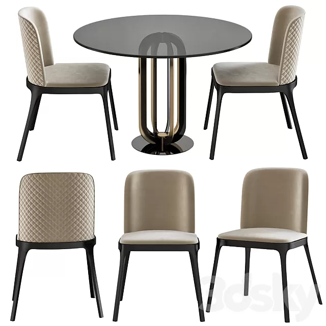 Furniture – Table and Chairs (Set) – 3D Models – 0215