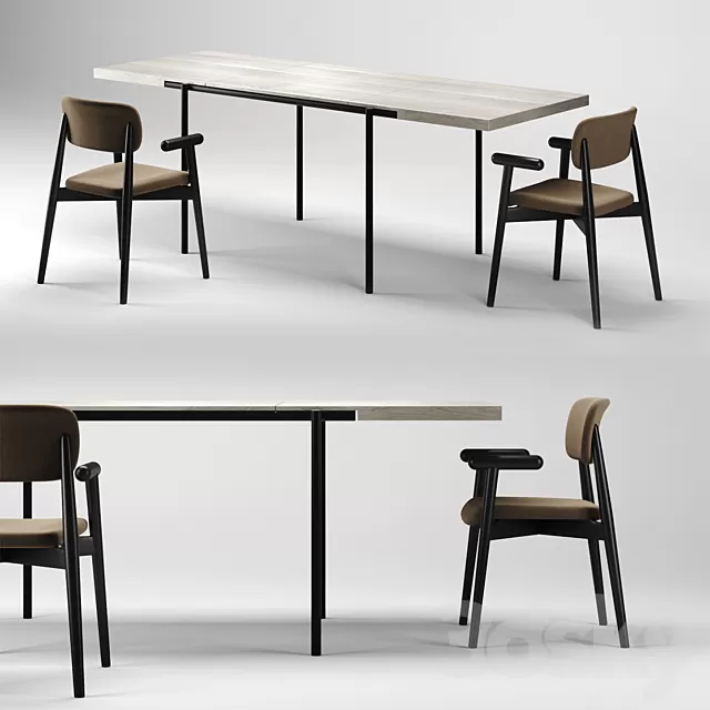 Furniture – Table and Chairs (Set) – 3D Models – 0216