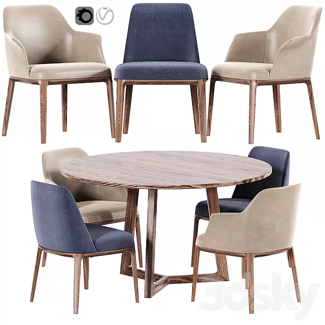 Furniture – Table and Chairs (Set) – 3D Models – 0220