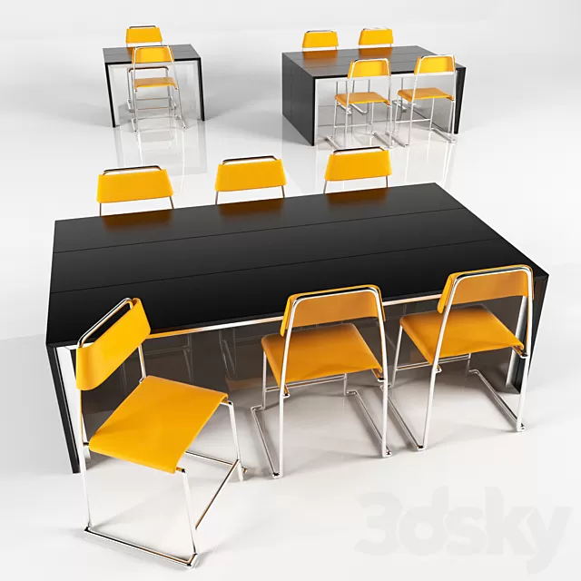 Furniture – Table and Chairs (Set) – 3D Models – 0234