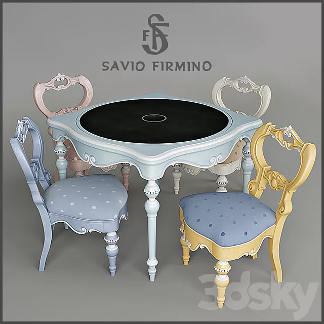 Furniture – Table and Chairs (Set) – 3D Models – 0243