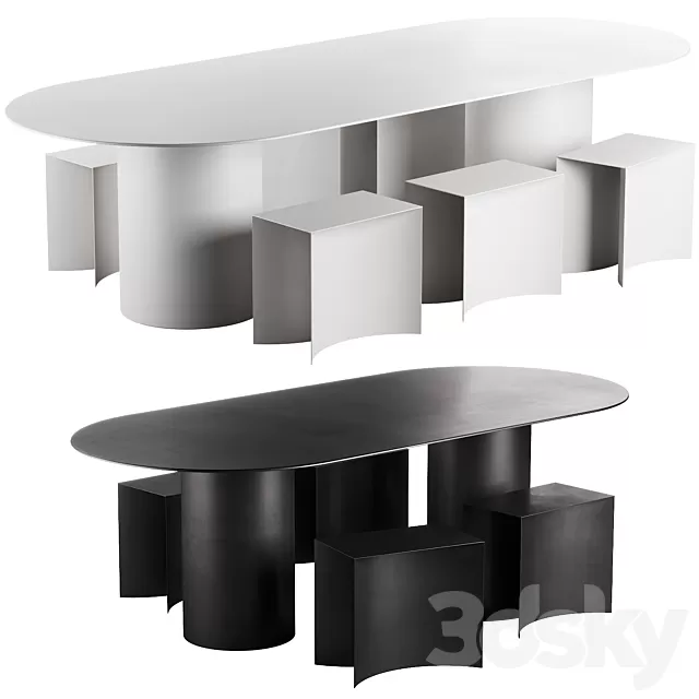 Furniture – Table and Chairs (Set) – 3D Models – 0250