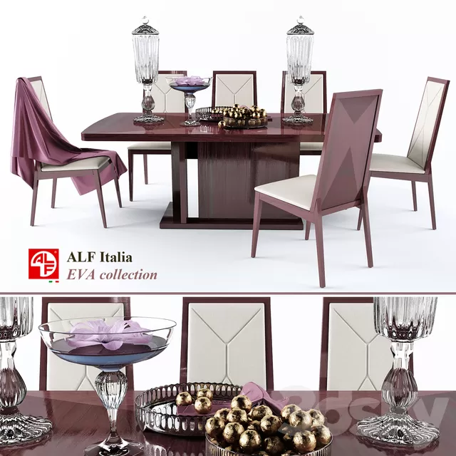 Furniture – Table and Chairs (Set) – 3D Models – 0285