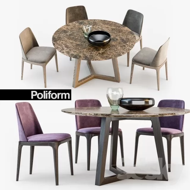 Furniture – Table and Chairs (Set) – 3D Models – 0323