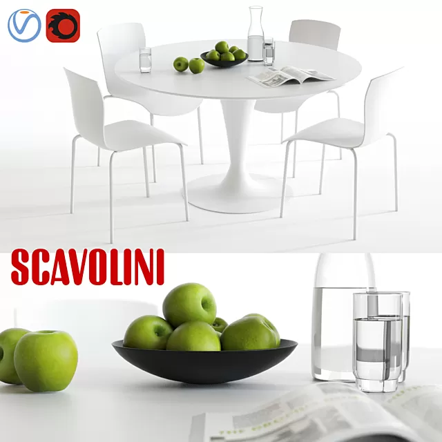 Furniture – Table and Chairs (Set) – 3D Models – 0340