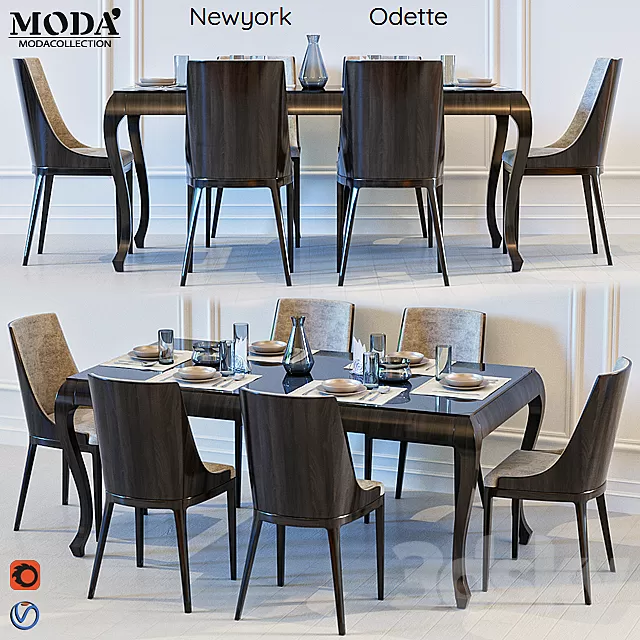 Furniture – Table and Chairs (Set) – 3D Models – 0342