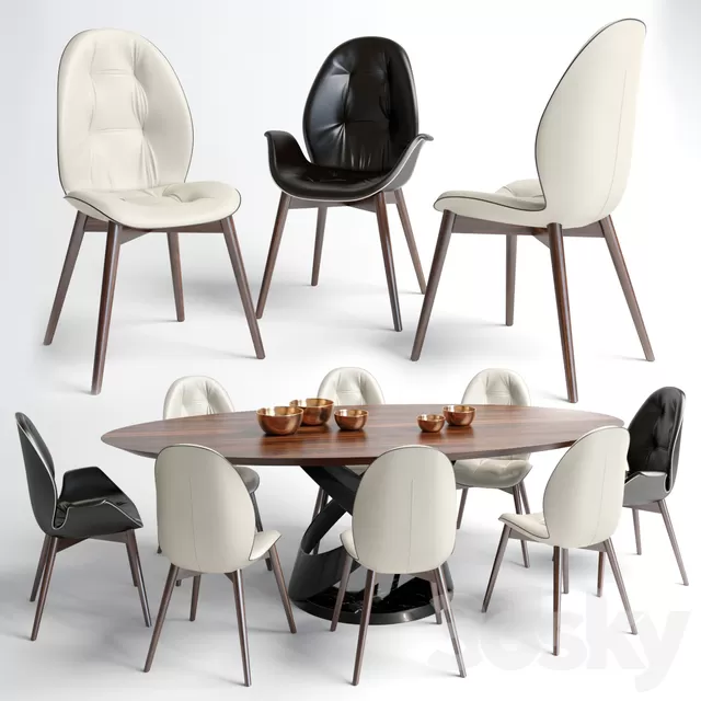 Furniture – Table and Chairs (Set) – 3D Models – 0347