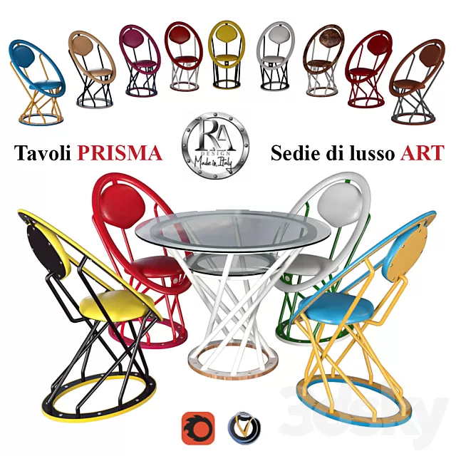 Furniture – Table and Chairs (Set) – 3D Models – 0350