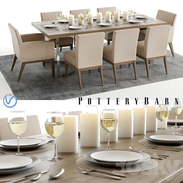 Furniture – Table and Chairs (Set) – 3D Models – 0379