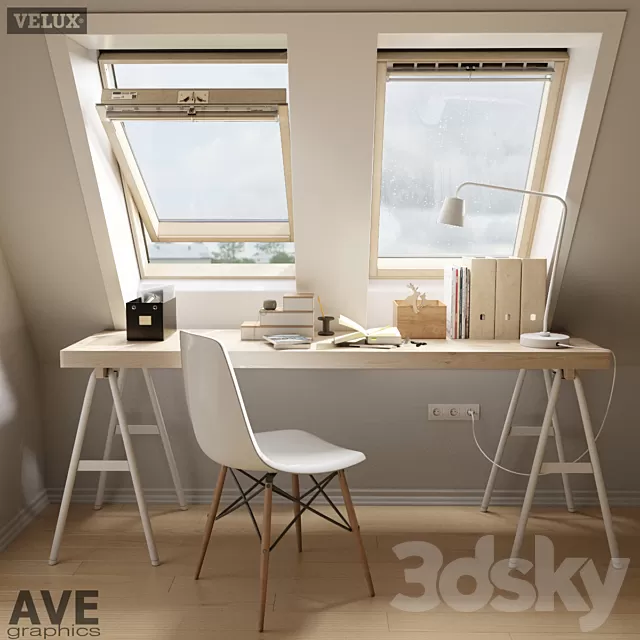 Furniture – Table and Chairs (Set) – 3D Models – AVE mansard VELUX windows set
