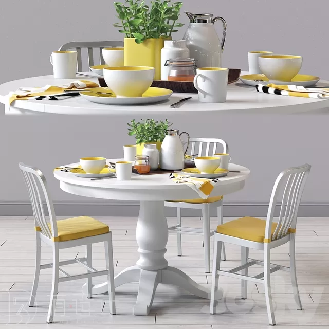 Furniture – Table and Chairs (Set) – 3D Models – C&B Delta Dinning Chair and Avalon Table