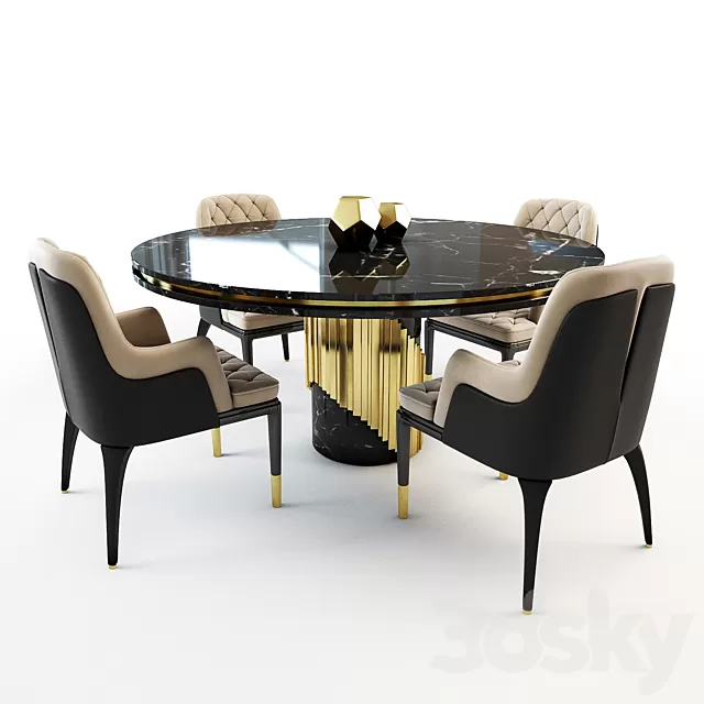 Furniture – Table and Chairs (Set) – 3D Models – Charla chair and Littus table 3d Model