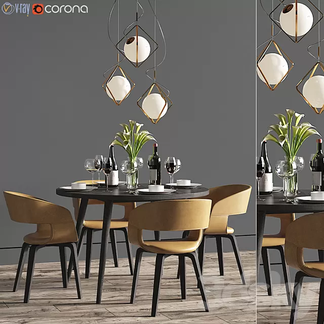 Furniture – Table and Chairs (Set) – 3D Models – Dinning Set 25 (Corona) 3D model