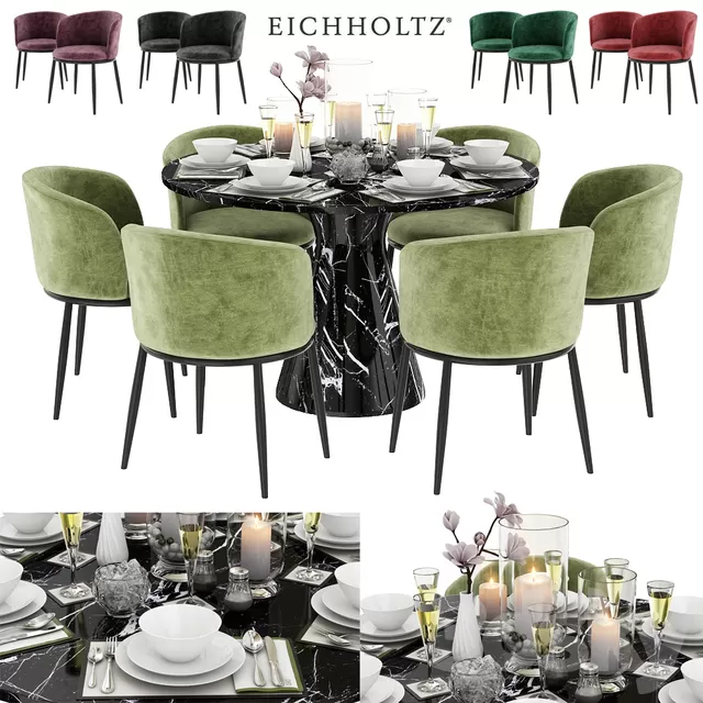 Furniture – Table and Chairs (Set) – 3D Models – EICHHOLTZ Dining Table Turner