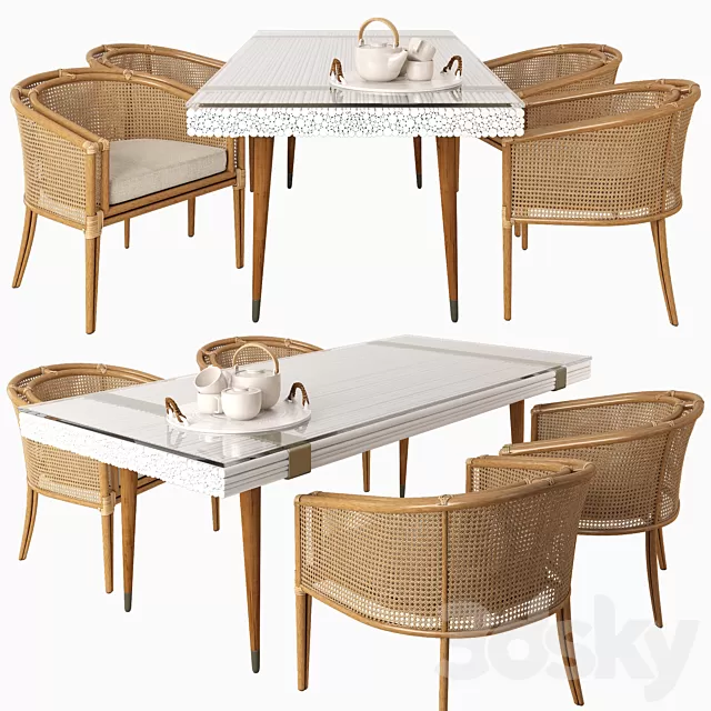 Furniture – Table and Chairs (Set) – 3D Models – Mcguire dining set